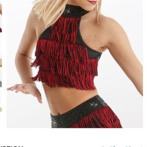 Weissman Small Adult Fringe Red/Black Top & Bottoms